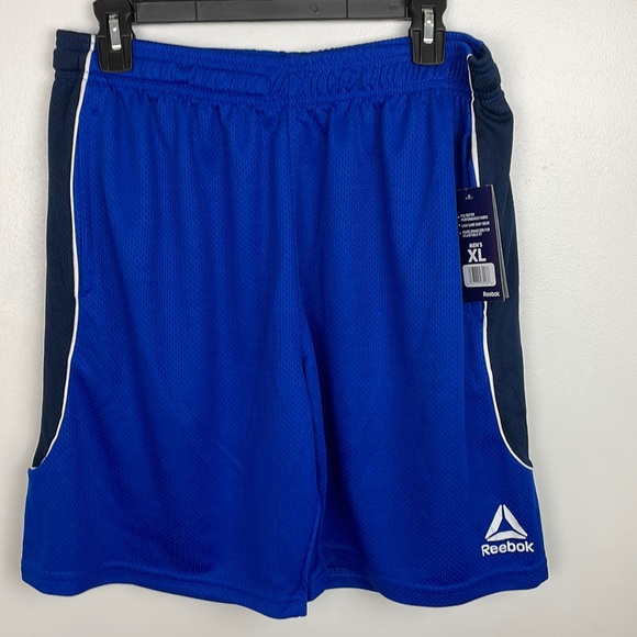 Reebok Mens Gym Shorts Color Blue/Black/White Size X-Large - Picture 1 of 5